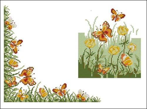 Скатерть с бабочками и цветами