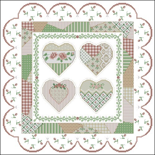 Patchwork heart quilt sampler