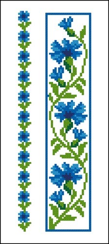 Узкий цветочный орнамент крестиком