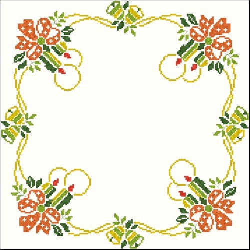 Бесплатная схема вышивки крестом «Салфетка для новогоднего стола»