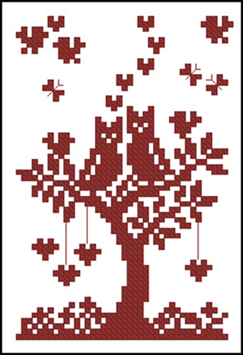 Дерево с сердечками (миниатюра)