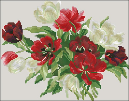 Схема вышивки «Тюльпаны на черном фоне» (№187744)