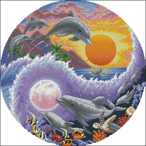 Sun and moon dolphins