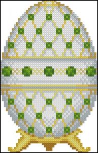 White Faberge Egg with Emeralds