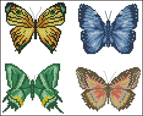Схема вышивки крестом Бабочка и ромашки