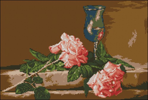 Бокал и розы