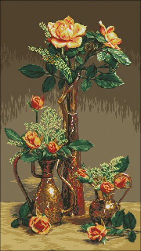 Розы в восточных вазах