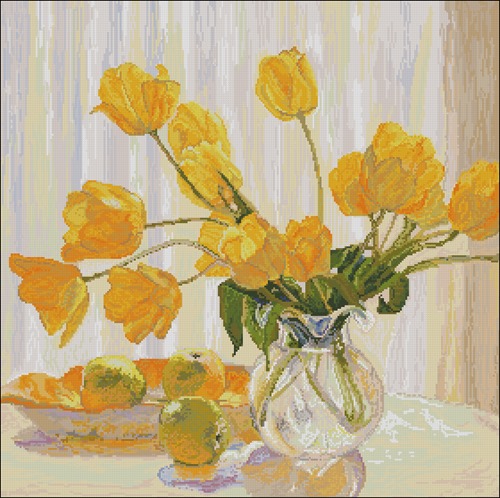 натюрморт с желтыми тюльпанами