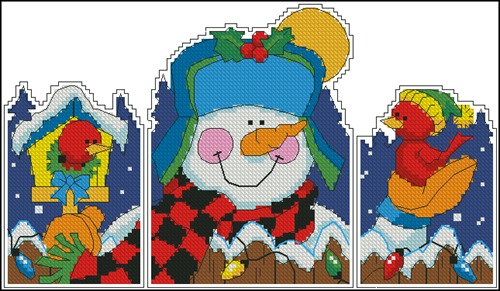 Triptych with a snowman