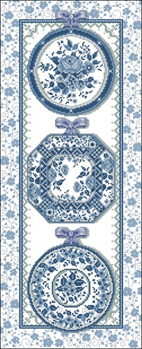Тарелки с синим рисунком в стиле туаль-де-жуи