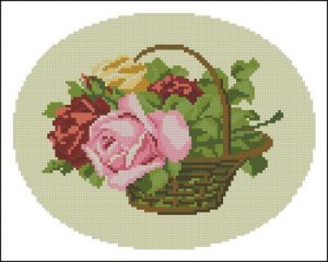 Basket of Brightly Coloured Roses