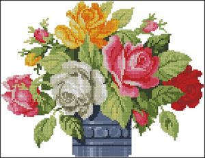 Vase with Brightly Coloured Rose