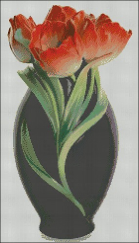 Шикарные тюльпаны в черной вазе