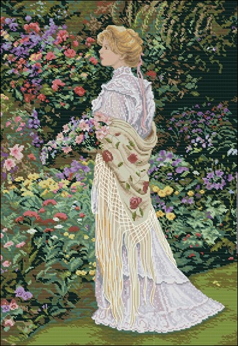 In her garden