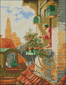 Джентельмен поливает цветы