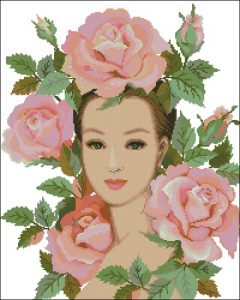 Девушка с розами на голове