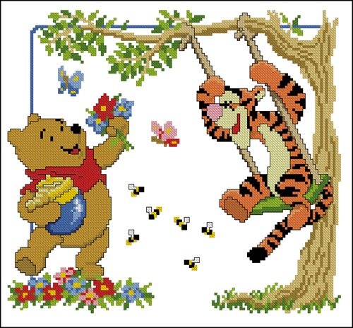 Pooh & Tigger Birthsampler