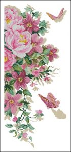 Розовые цветы и две бабочки