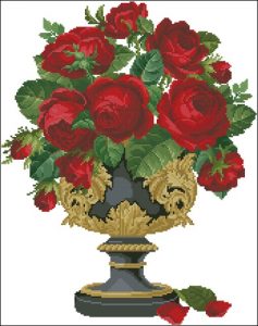 Roses in Black Vase