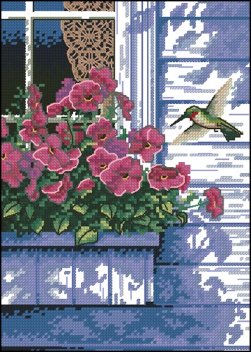 Flowers and Hummingbird