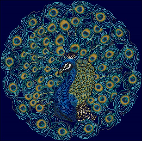 Схема вышивки «павлин» - Вышивка крестом | Peacock painting, Peacock art, Bird art