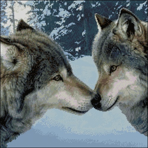Схема вышивки «волк и волчица» (№666683)