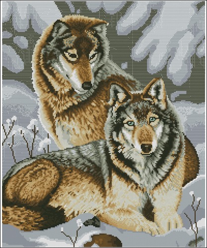 Схемы вышивки «волки»