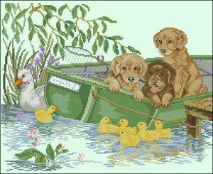 Puppies in a Boat