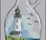 Bottle with a lighthouse